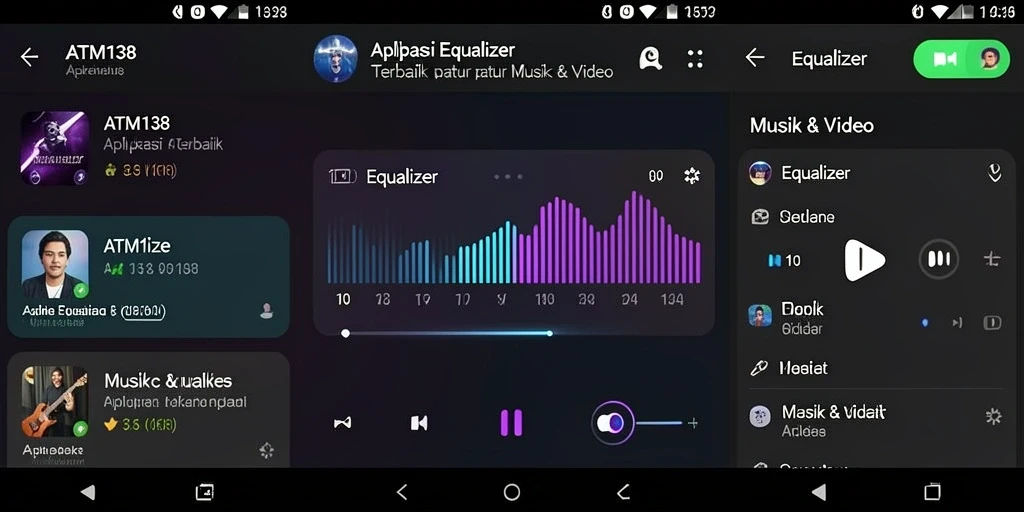 Tampilan antarmuka aplikasi Equalizer ATM138 dengan fungsi lengkap.