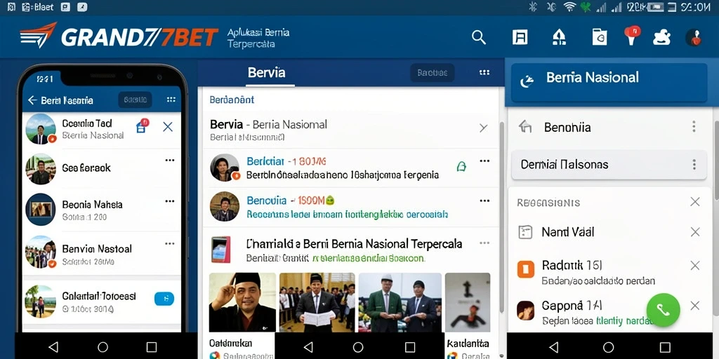 Tampilan antarmuka aplikasi GRAND77BET yang modern dan informatif.