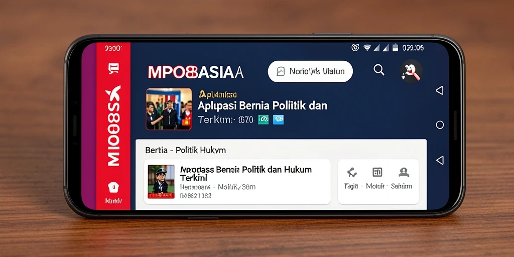 Antarmuka aplikasi MPO88ASIA yang menampilkan berita politik dan hukum.
