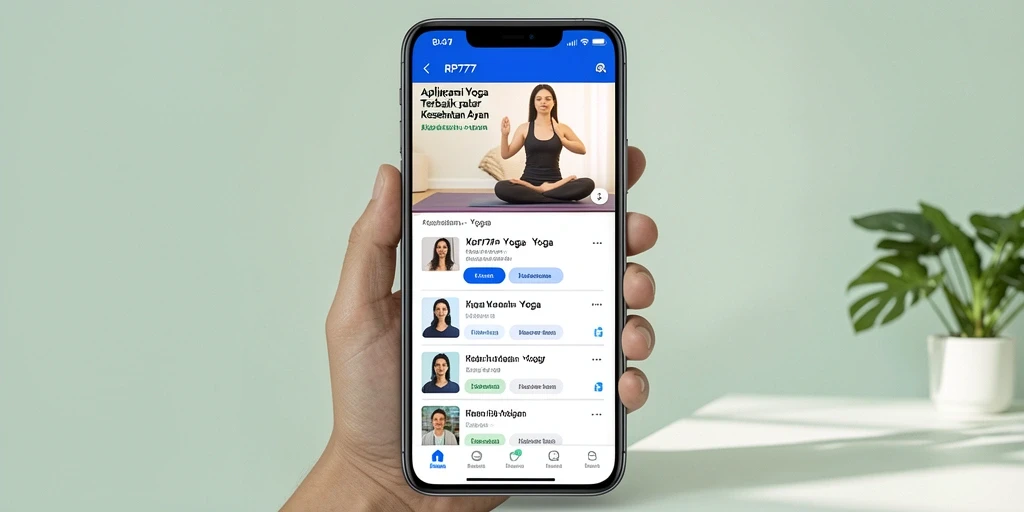 Tampilan antarmuka aplikasi Yoga RP777 yang modern dan menarik.