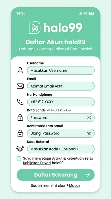 Panduan Lengkap Registrasi Akun halo99 untuk Android